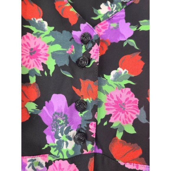 Vintage Andrea Gayle Black Maxi Dress Sz L Floral - Picture 5 of 8